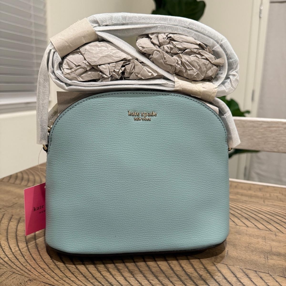 Kate Spade Sylvia Medium Dome Crossbody Frosted Spearmint Tiffany Blue | NWT - Picture 3 of 5